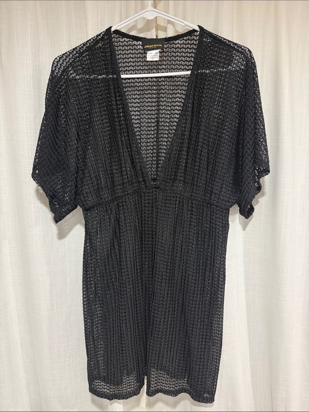 Jordan Taylor Black Crochet V-Neck Swim Coverup